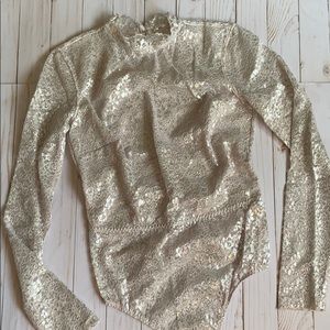 NWT VS Shine Long-sleeve BodySuit